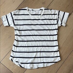Madewell Navy and White Striped Tee size small